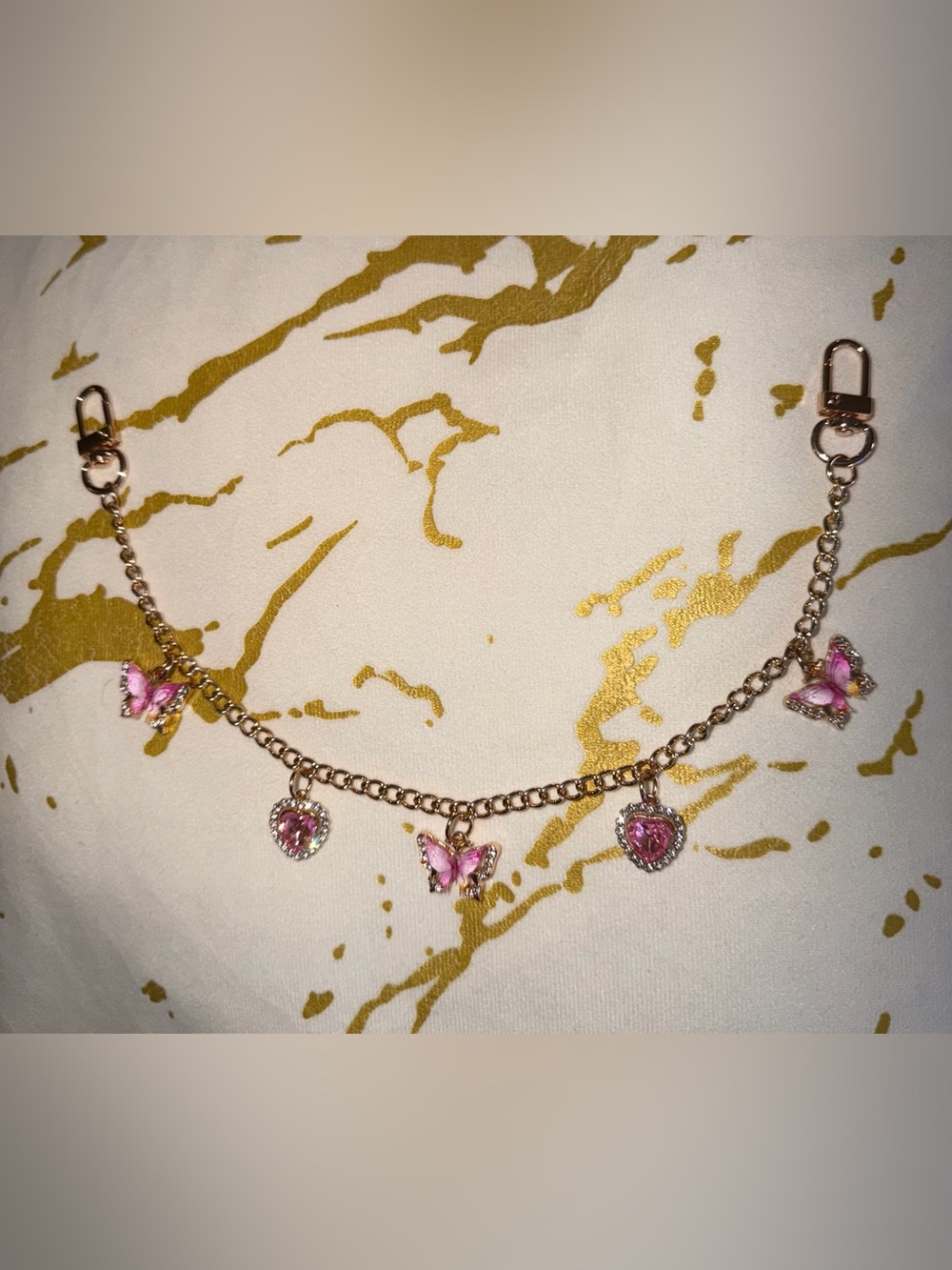 Pink Butterfly & Heart Bag Charm - Picture 3 of 3